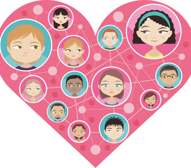 illustrations, cliparts, dessins animés et icônes de coeur d'amour de la communauté de connexion contacter - adolescence backgrounds child youth culture