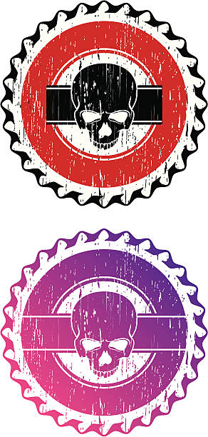 schädel bier-kappe - skull dirty insignia grunge stock-grafiken, -clipart, -cartoons und -symbole