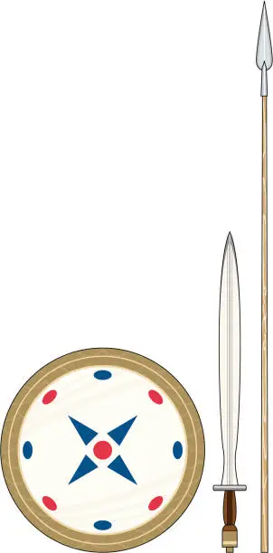 Vector illustration of Greek Hoplite Soldiers Weapons