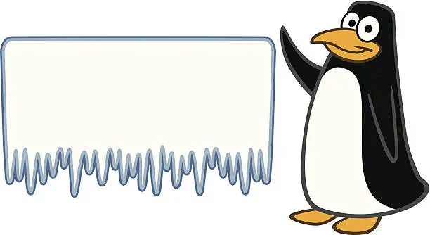 Vector illustration of Penguin With Sign