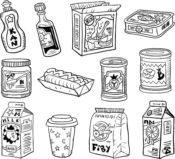 Vector illustration of Comic Set Kitchen Packaging