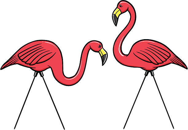 różowe flamingi - plastic flamingo stock illustrations