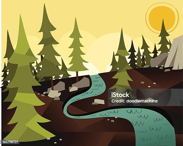평화로운 스트림 강에 대한 스톡 벡터 아트 및 기타 이미지 - 강, 귀여운, 풍경