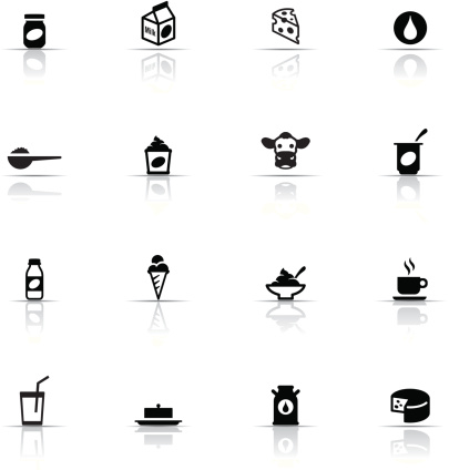 Icon Set, Dairy product items on white background, made in adobe Illustrator (vector)