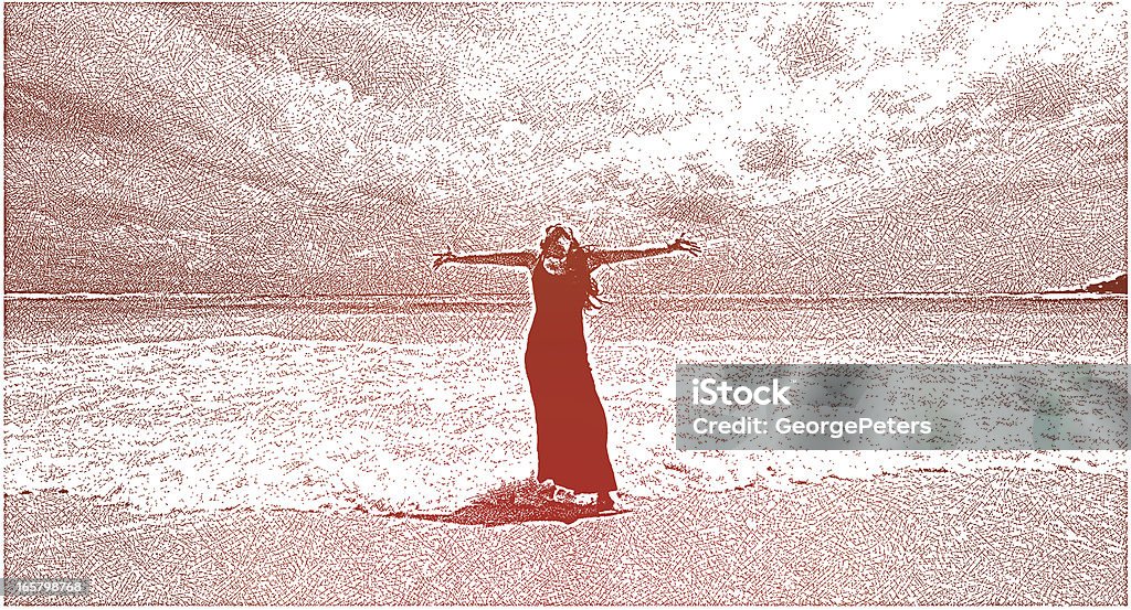 Woman Enjoying Beach Woman enjoying nature. Latin American and Hispanic Ethnicity stock vector