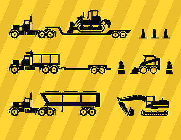 Construction Equipment Icons vector art illustration