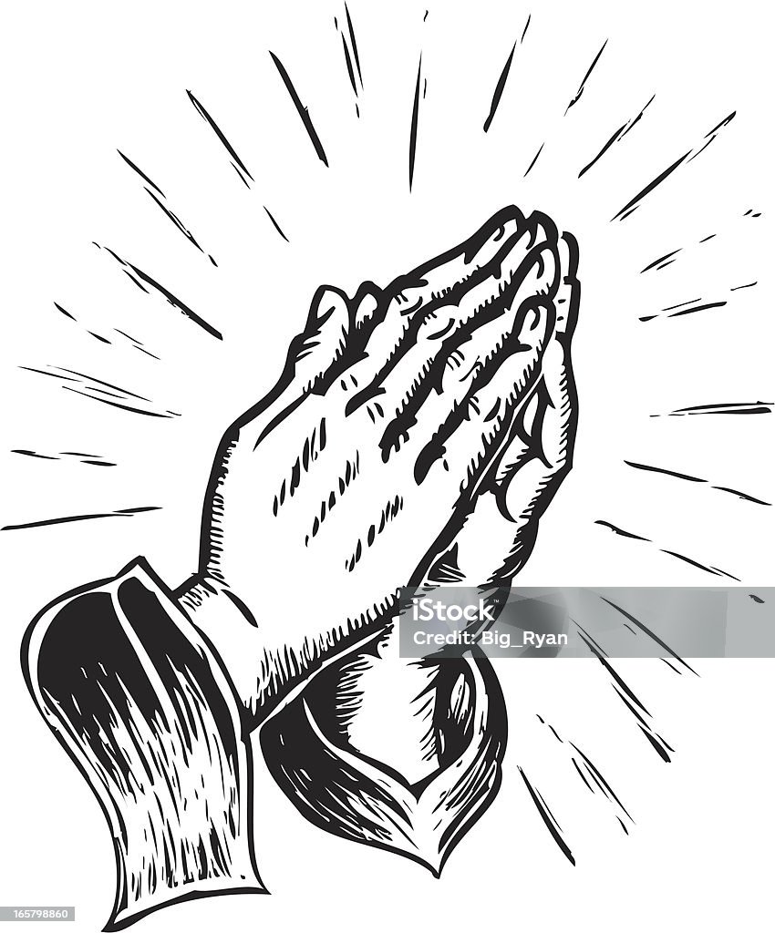 sketchy praying hands - 免版稅祈禱圖庫向量圖形