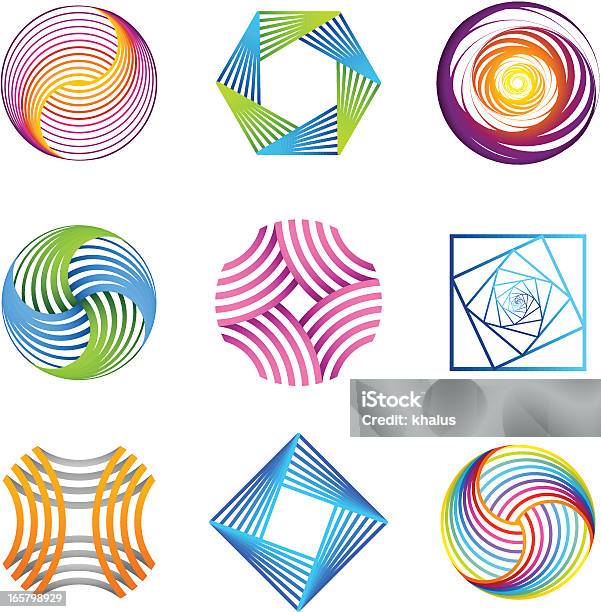 Éléments Design Ensemble Rayé Vecteurs libres de droits et plus d'images vectorielles de Spirale - Spirale, Hexagone, Icône