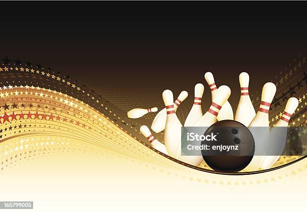 Золотой Боулинг Фон — стоковая векторная графика и другие изображения на тему Ten Pin Bowling - Ten Pin Bowling, Стиль ретро, Фоновые изображения