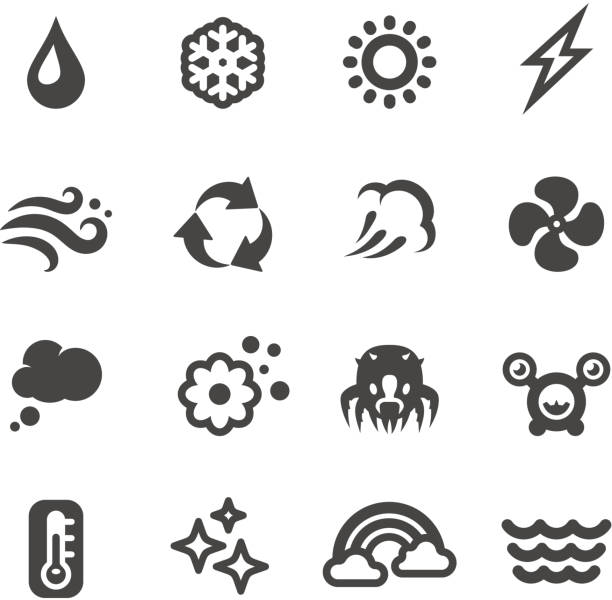 Mobico icons - Air Mobico collection - Air purifier and conditioner icons. heat transfer fluid stock illustrations