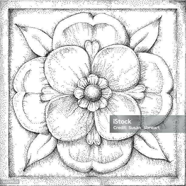 Illustration De Rose Stippled Vecteurs libres de droits et plus d'images vectorielles de Rose - Fleur - Rose - Fleur, Style Tudor, Armoiries