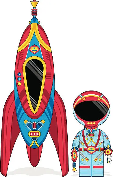 Vector illustration of Spaceman & Rocket Spaceship