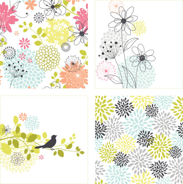 illustrations, cliparts, dessins animés et icônes de fleur designs et motifs sans couture - flower backgrounds single flower copy space