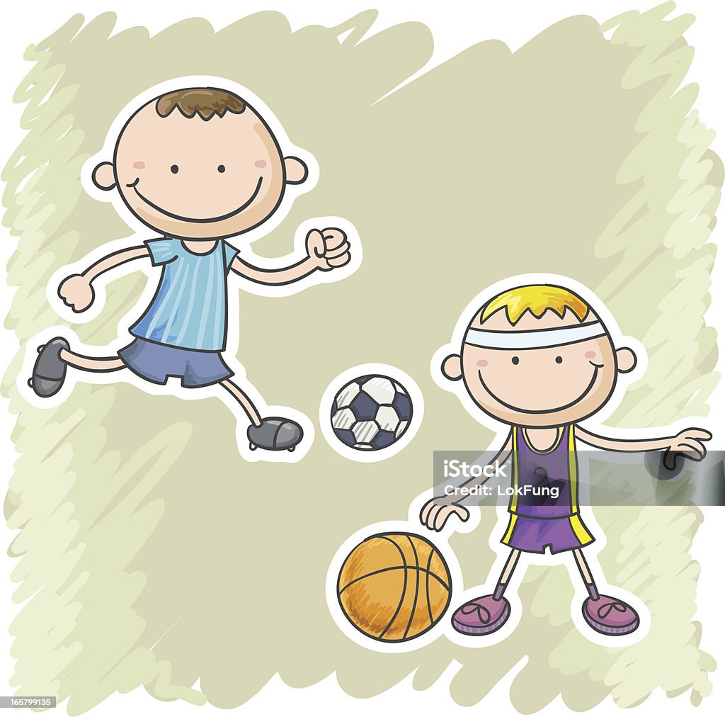 Kleine Junge, die Übungen - Lizenzfrei Basketball Vektorgrafik