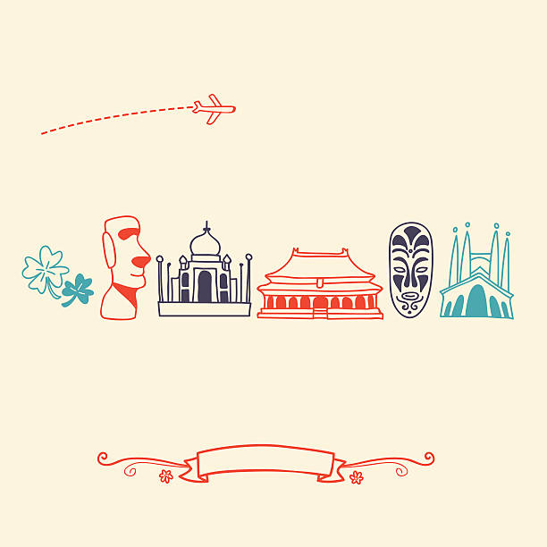 ilustraciones, imágenes clip art, dibujos animados e iconos de stock de international iconos, lugares y destinos turísticos de la ciudad - barcelona spain antonio gaudi sagrada familia