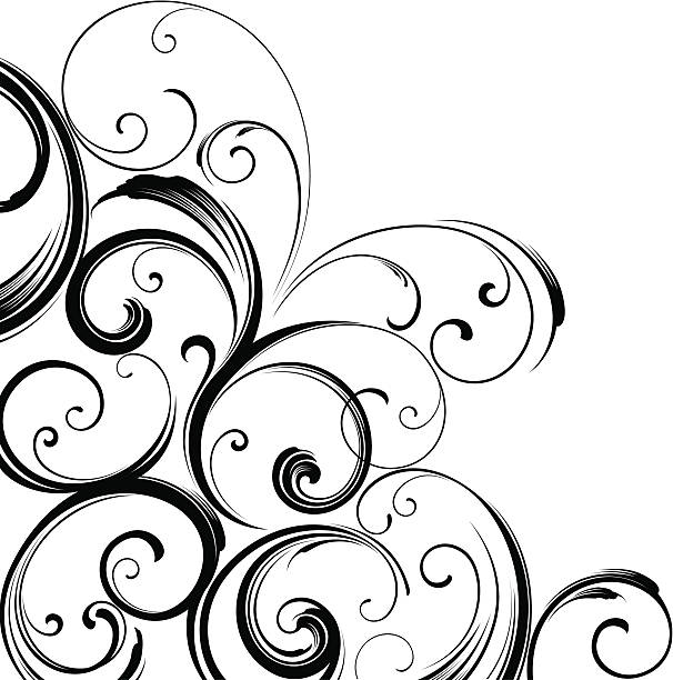 ilustrações, clipart, desenhos animados e ícones de corner tema de design - swirl floral pattern growth decoration
