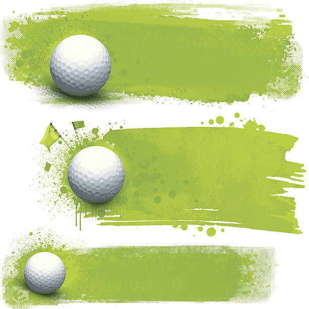 Golf grunge banners Golf balls on green grunge banners. golf symbols stock illustrations