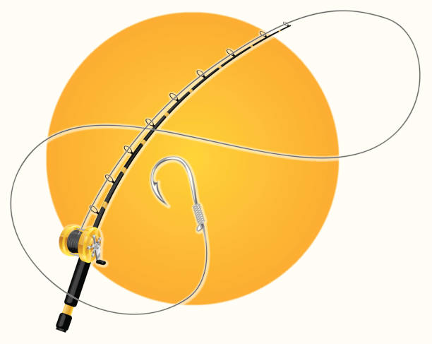 detailed fishing rod graphic detailed illustration of a fishing rod cartoon fishing hook stock illustrations