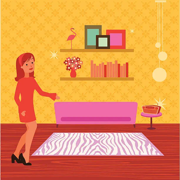 Vector illustration of kitschy cool interior