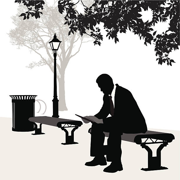 tablet - bench park park bench silhouette stock-grafiken, -clipart, -cartoons und -symbole