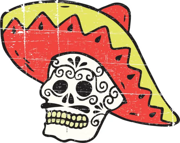 Vector illustration of Mexican Skull