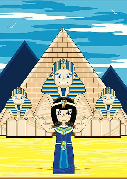 Vector illustration of Cleopatra and the Great Sphinx Scene