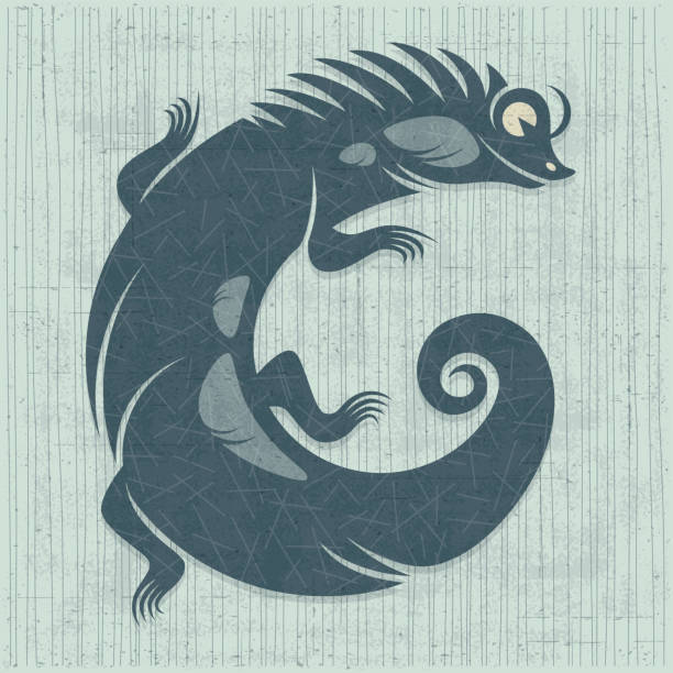 lizard silhouette vector graphics of lizard silhouette, with grunge background… bearded dragon cartoon stock illustrations