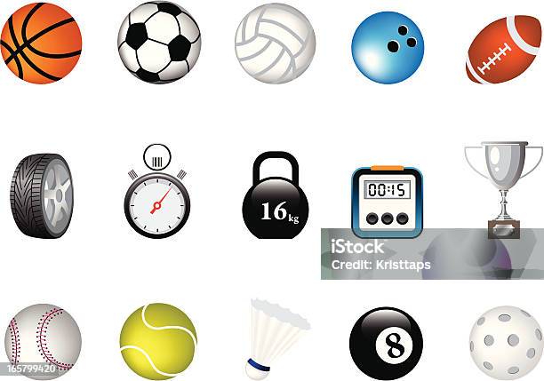 Cor Icons Desporto - Arte vetorial de stock e mais imagens de Floorball - Floorball, Badminton, Basquetebol