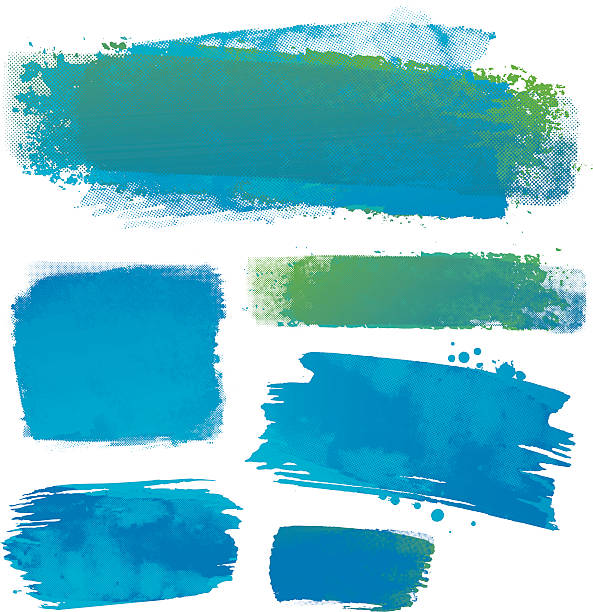 Water colour backgrounds Blue/green grunge watercolour paint splashes. color swatch stock illustrations