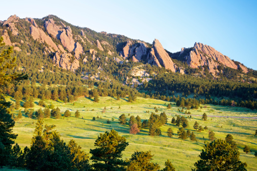 Landscape of flatirons in Boulder, Colorado