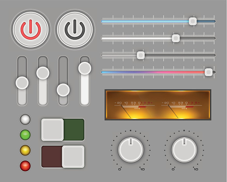 Vector illustration with elements of the control panel. EPS10 with effect transparent shadows, inner glow and outer glow.