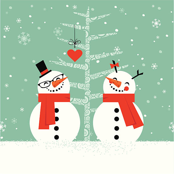 Bекторная иллю�страция Snowmen in love