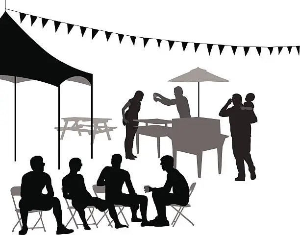 Vector illustration of Tent' BBQ Vector Silhouette
