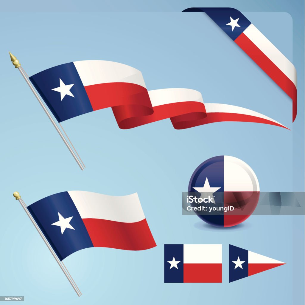 Texas State Flag Set A set of Texan flag design elements. Download includes EPS8 file and hi-res jpeg. Texas State Flag stock vector