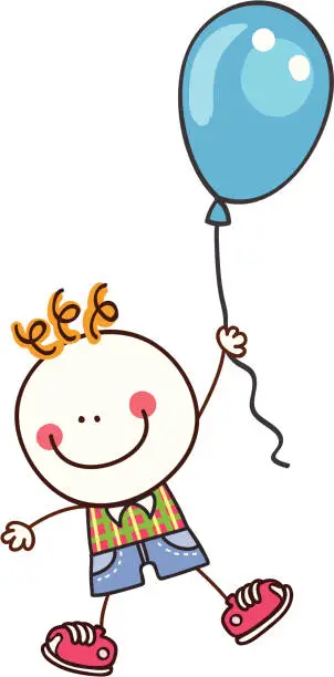 Vector illustration of boy with ballon