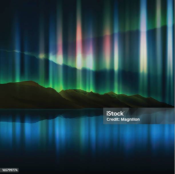 Northern Lights - Stockowe grafiki wektorowe i więcej obrazów Zorza polarna północna - Zorza polarna północna, Zorza polarna - zjawisko świetlne, Ogień