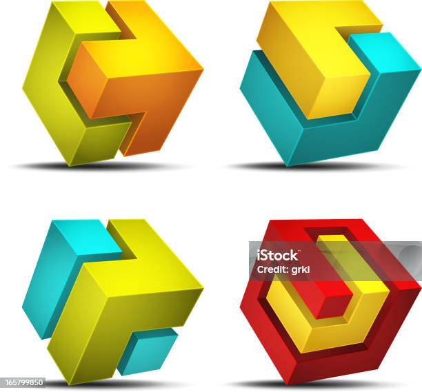 Ilustración de Elemento De Diseño En Forma De Cubo y más Vectores Libres de Derechos de Juegos de adivinanza - Juegos de adivinanza, Cubo - Forma geométrica, Tridimensional