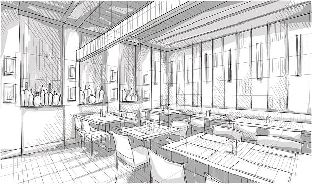 istock Artists pencil rendering of small restaurant dining area 165799853