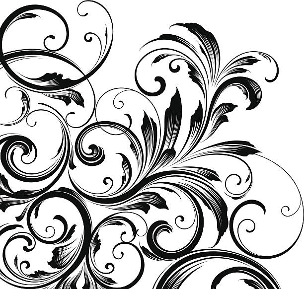 угловой мотив фон - spiral plant attribute style invitation stock illustrations