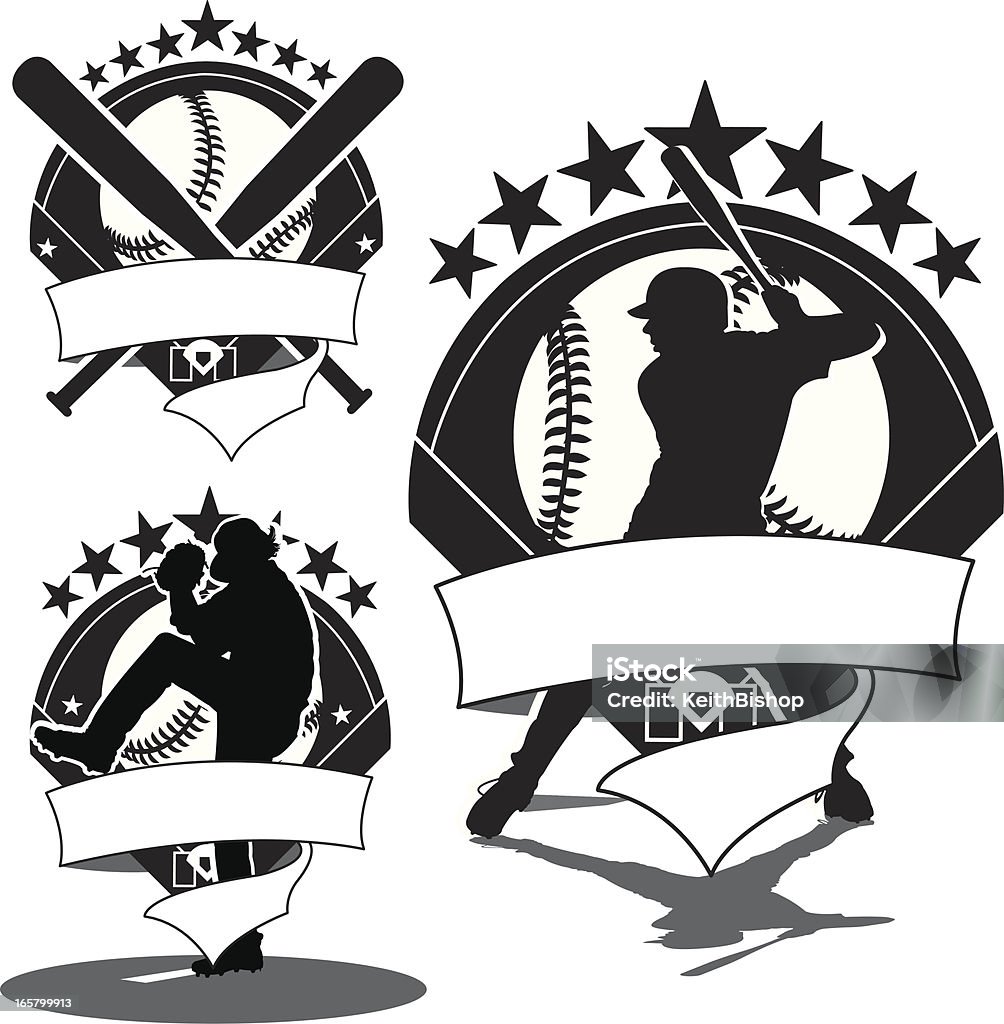 Icone di Battitore di Baseball-Pitcher & Bats - arte vettoriale royalty-free di Baseball
