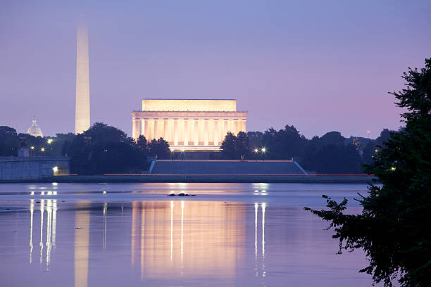 Lincoln Memorial, Washington Monument and US Capitol stock photo
