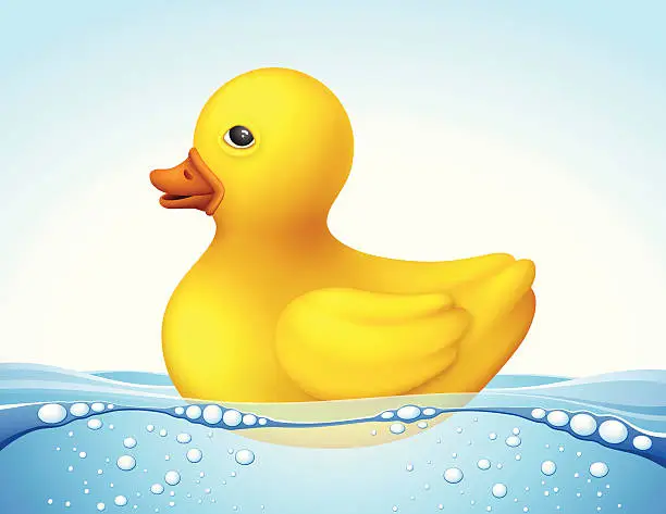 Vector illustration of Rubber duck floating in the water