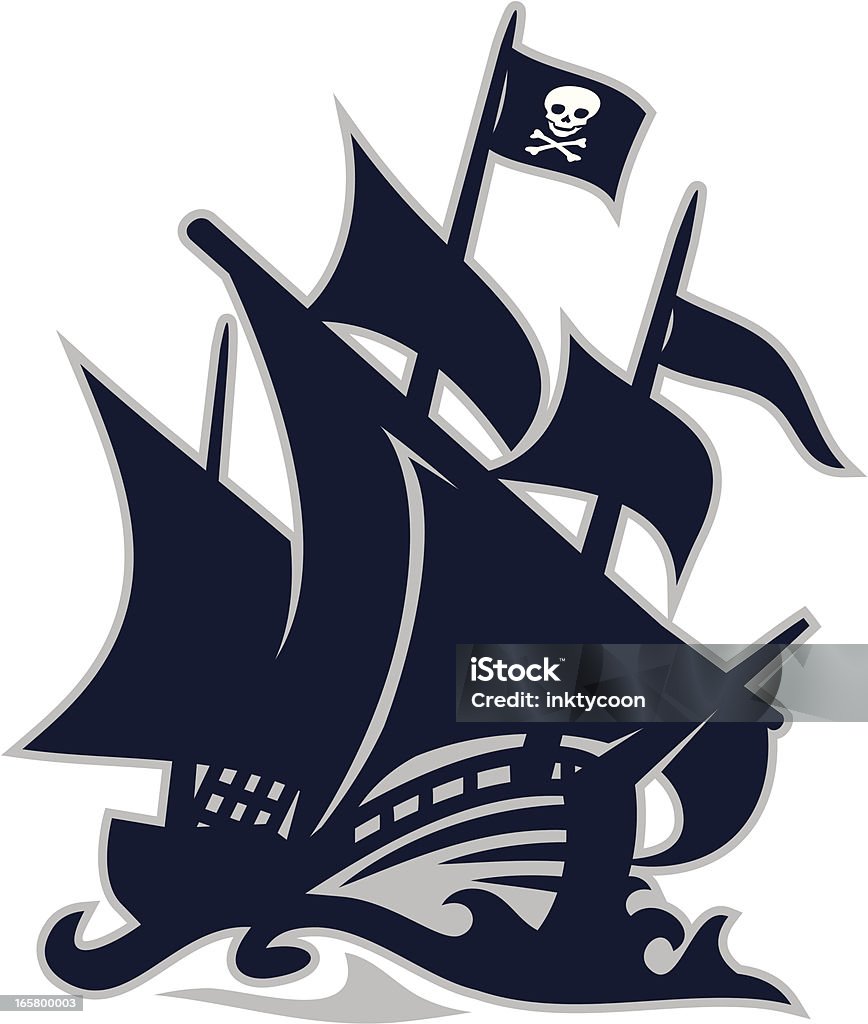 Pirate Ship Thin clean dynamic pirate ship is a great additional to any school or sport based design. Pirate - Criminal stock vector