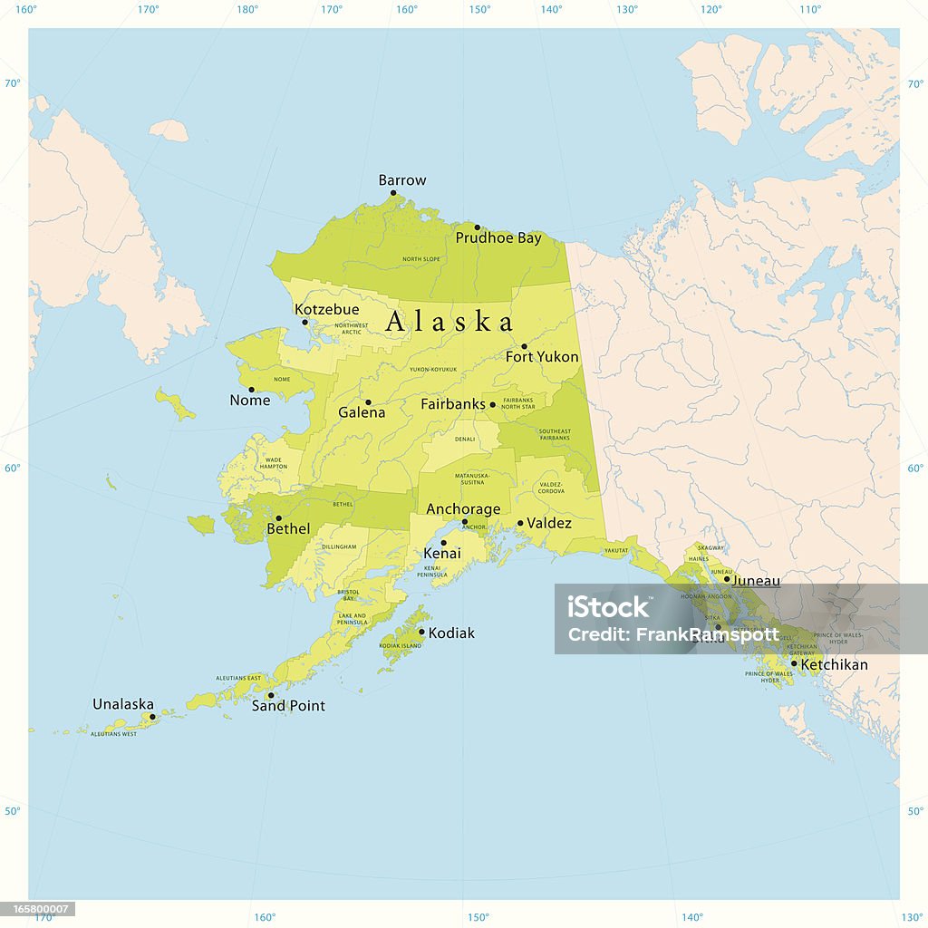 Carte de vecteur de l'Alaska - clipart vectoriel de Alaska - État américain libre de droits