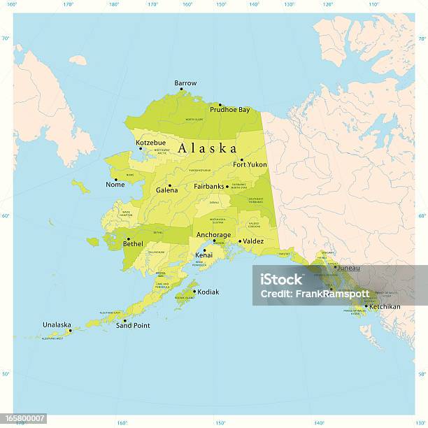 Carte De Vecteur De Lalaska Vecteurs libres de droits et plus d'images vectorielles de Alaska - État américain - Alaska - État américain, Carte, Arctique