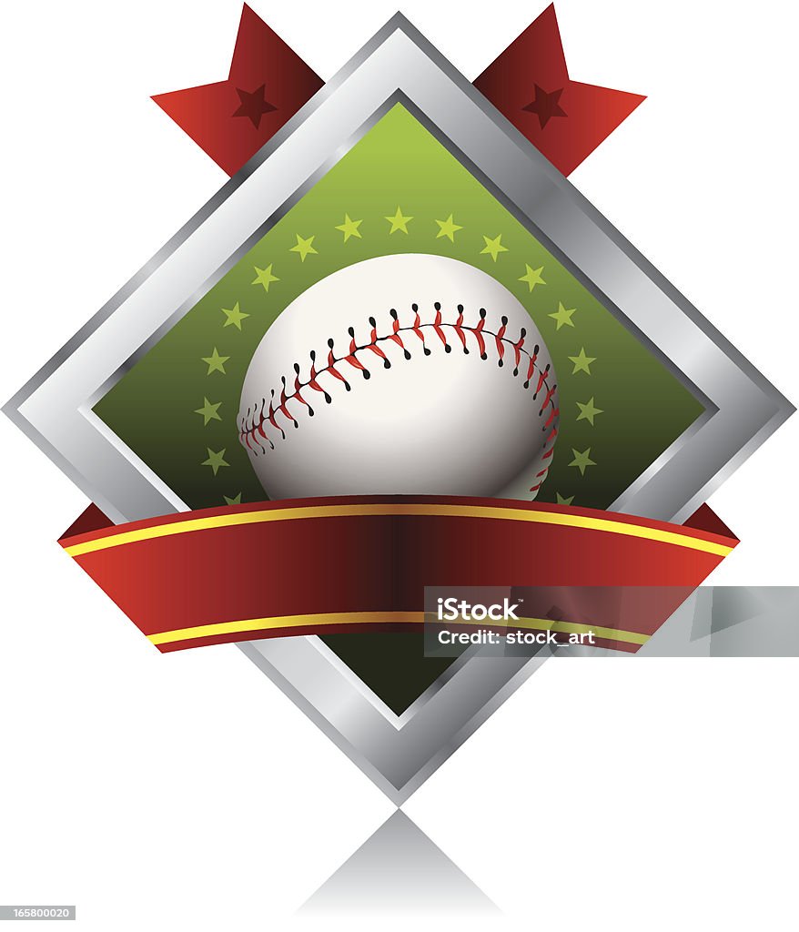 Baseball Emblem Green Baseball Emblem with red stripe.EPS10. Contains transparent objects Baseball Diamond stock vector