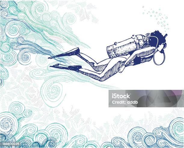 Scuba Diver Doodle Stock Illustration - Download Image Now - Scuba Diving, Snorkeling, Underwater Diving