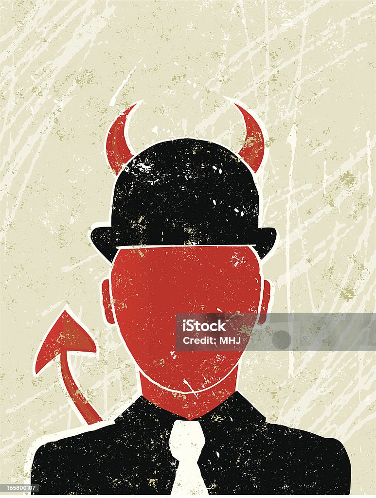 Biznesmen jako Devil z Corporate Chciwość - Grafika wektorowa royalty-free (Korporacja)
