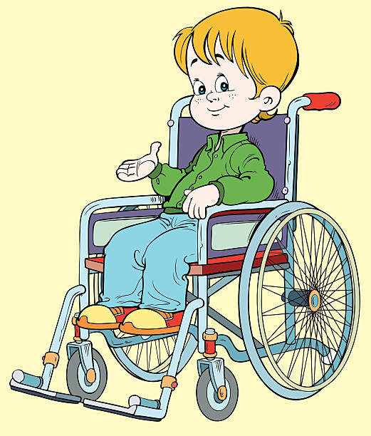 Disabled Child Stock Illustration - Download Image Now - Boys, Wheelchair,  Cartoon - iStock