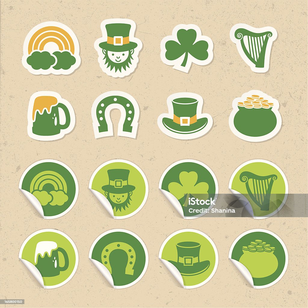Saint Patrick autocollant icônes - clipart vectoriel de Saint Patrick libre de droits